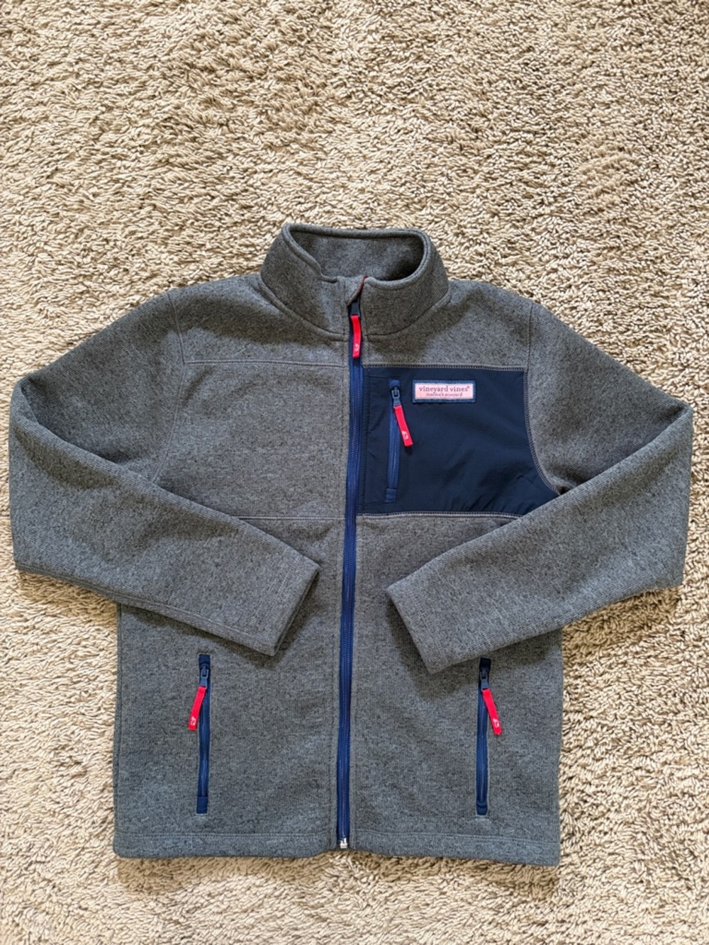 Vineyard Vines Gray Fleece Jacket - Size Medium 12/14